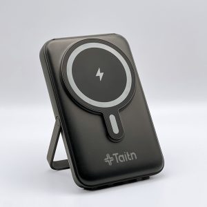 Bolt 10,000mAh universal power bank with built-in USB-C, Lightning, micro USB cables, and fast wireless Magsafe charging